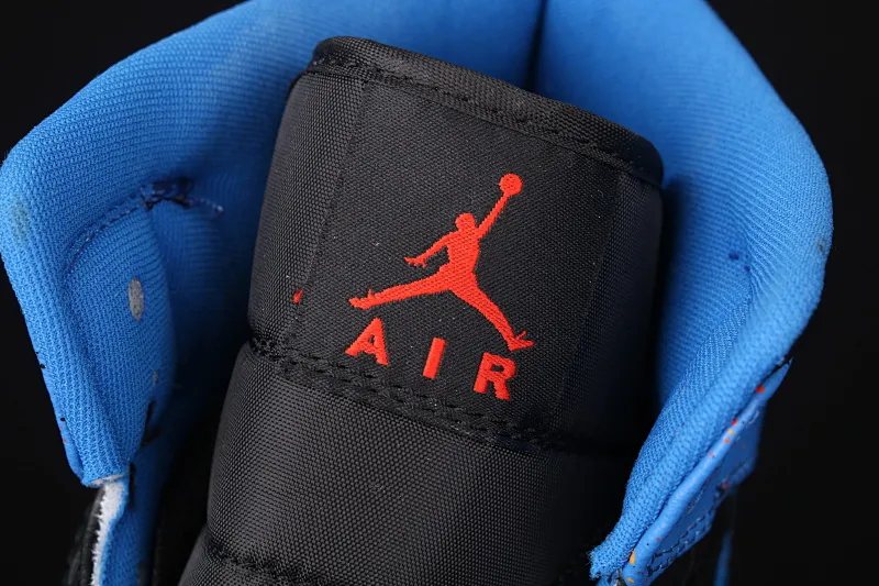 All categories Air Jordan Jordan series basketball shoes Air Jordan 1 Mid Air Jordan 1 Mid AJ1 Joe 1 inkjet black and blue Zhongbang basketball shoes 554724-048